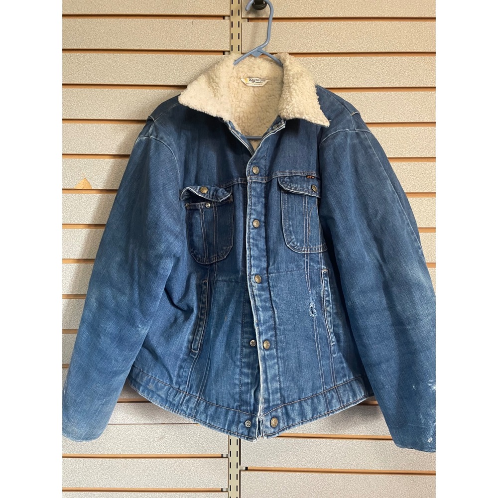 Vintage Key Imperial Denim Jacket Mens Shearling Lined Workwear‎ Western Coat